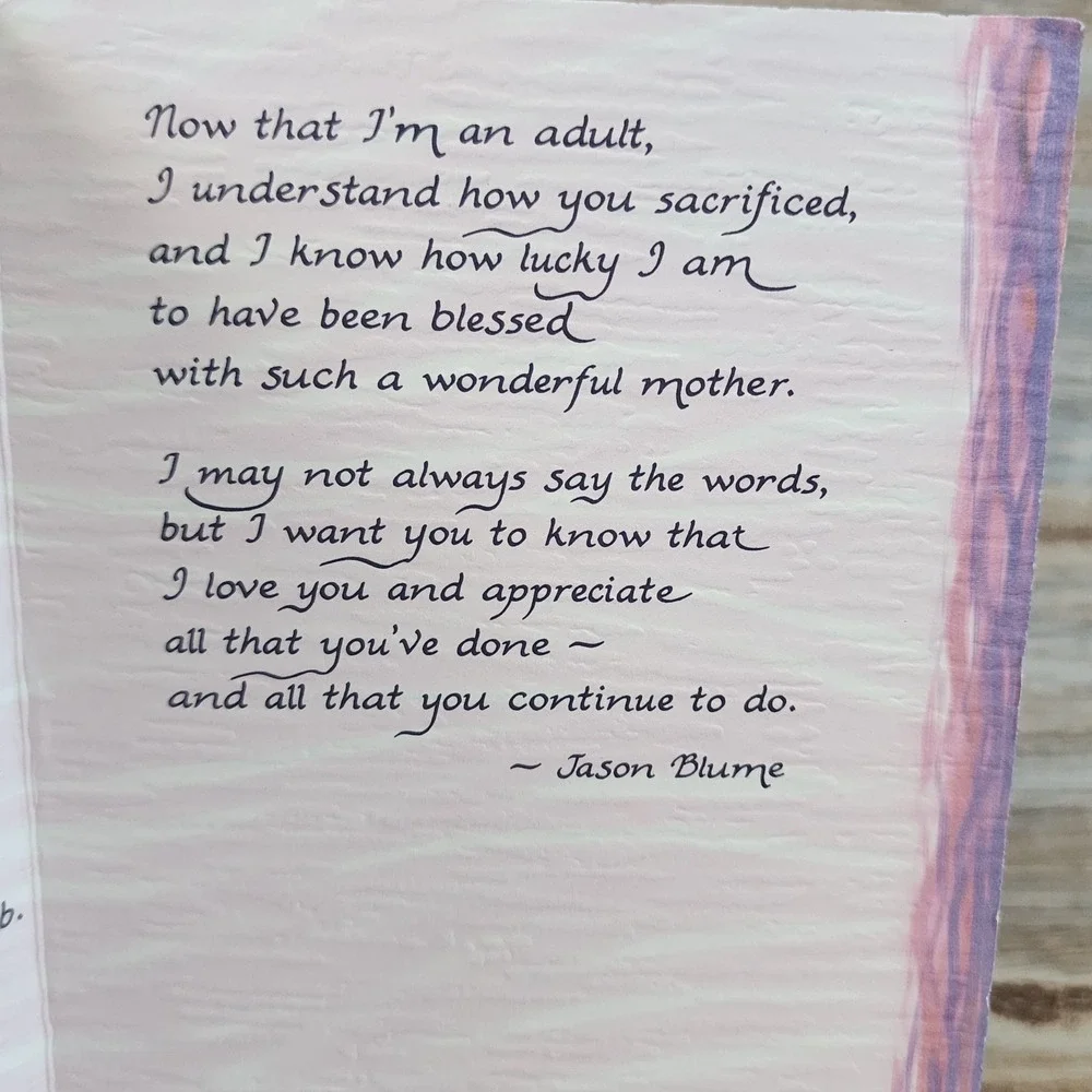 Blue Mountain Arts Mother Greeting Card Jason Blume Poem Abstract Pink Yellow